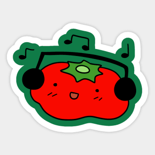 Tomato with Headphones Sticker